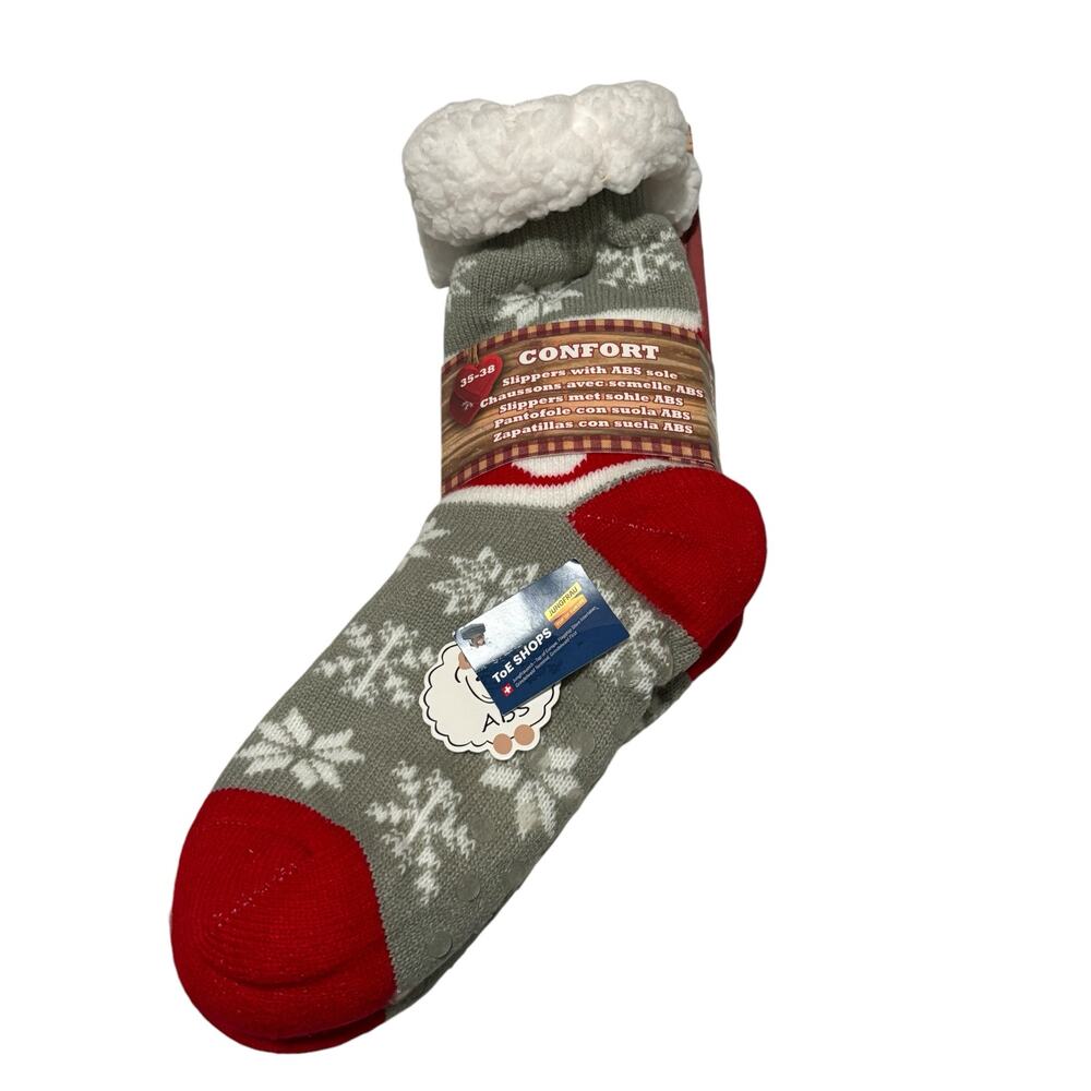 Jungfrau Women's NWT Warm Cozy Sherpa Non Skid Slipper Socks Christmas Winter OS